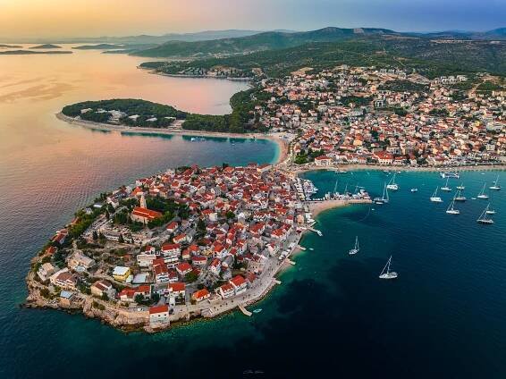 Aerial panoramic view of Primošten - Croatia