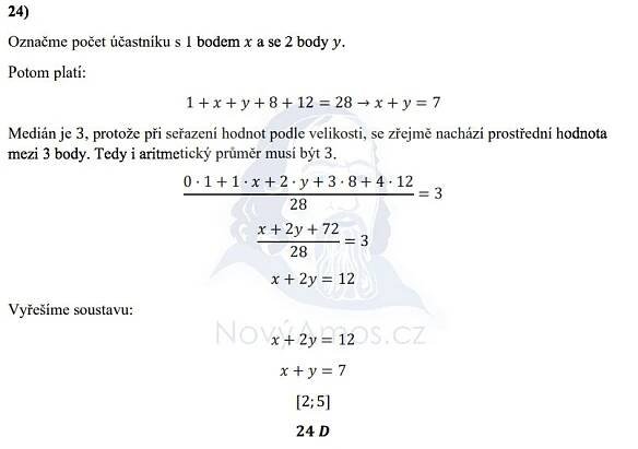 Didaktický test z matematiky - mimořádný termín 2021 - řešení úlohy 24