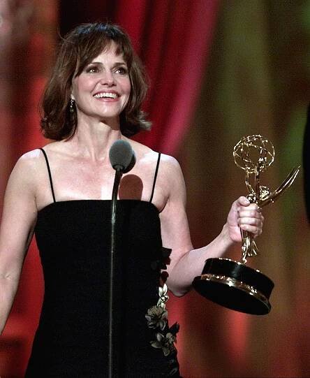 Sally Field receives a second Emmy Award in 2001 for her performance in the series ER. (© Bettmann/CORBIS)