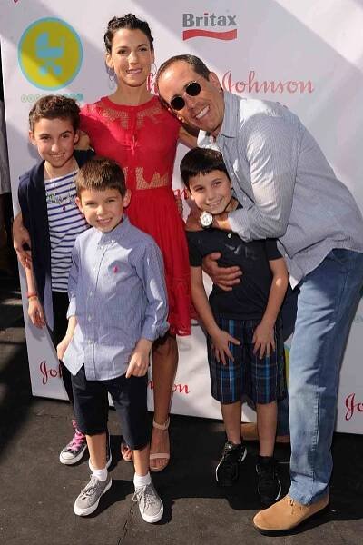 Jerry and Jessica Seinfeld pose with their children, Sascha, Shepherd Kellen and Julian Kal, at the 2013 Baby Buggy Bedtime Bash on June 5, 2013, in New York City