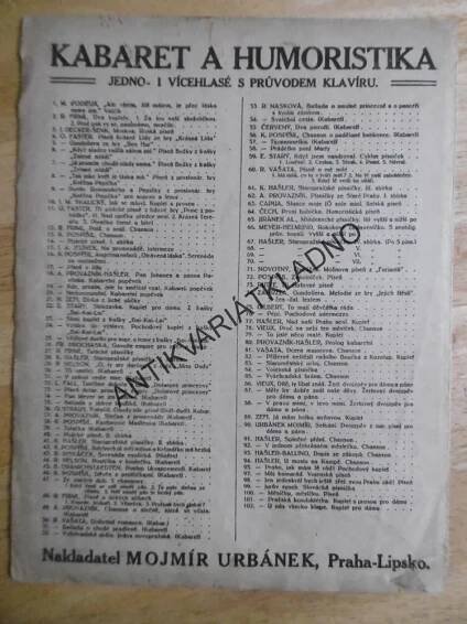 STAROPRAŽSKÉ PÍSNIČKY, KAREL HAŠLER, TEXTY, 1 ks, ZPĚVNÍK