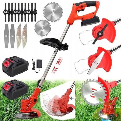 AKUMULÁTOROVÁ SEKAČKA VYŽÍNAČ ZAHRADNÍ KŘOVINOŘEZ TRÁVY 1500W 48V 2x AKU