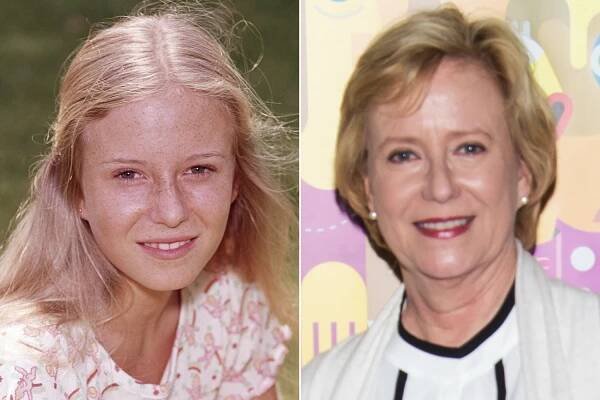 Eve Plumb as Jan Brady on "The Brady Bunch" (left) and now (right).