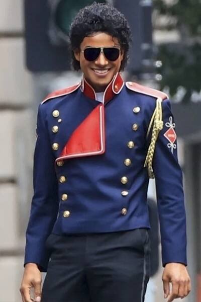 Jaafar Jackson on the set of the Michael Jackson biopic