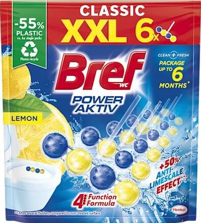 WC blok Power Aktiv s vůní citronu 6x50 g Bref