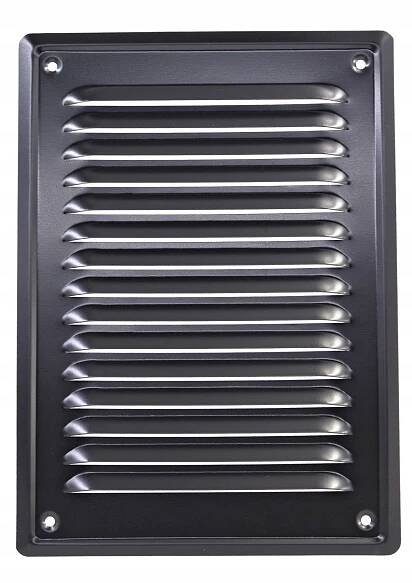 VENTILAČNÍ MŘÍŽKA ŠROUBOVACÍ KOVOVÁ KOMÍNOVÁ S MŘÍŽKOU 14X21 ČERNÁ