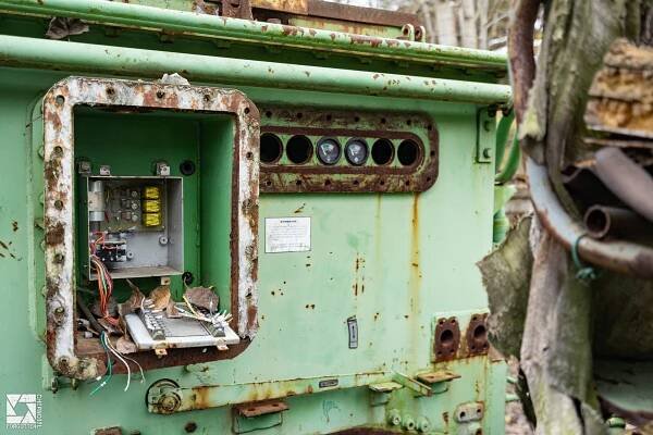 Komatsu D155W remote control bulldozer in Chernobyl