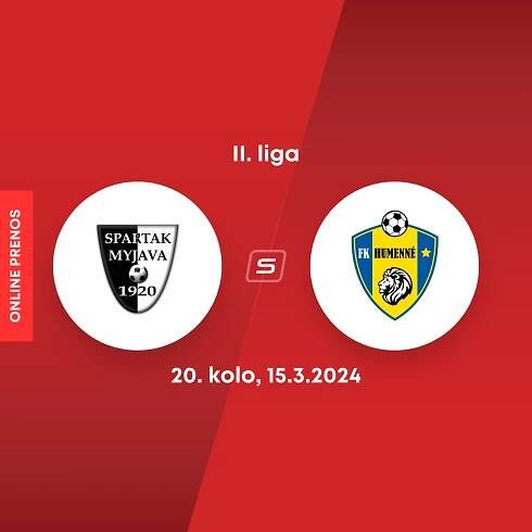 ONLINE: Spartak Myjava - FK Humenné dnes, II. liga LIVE (20. kolo)
