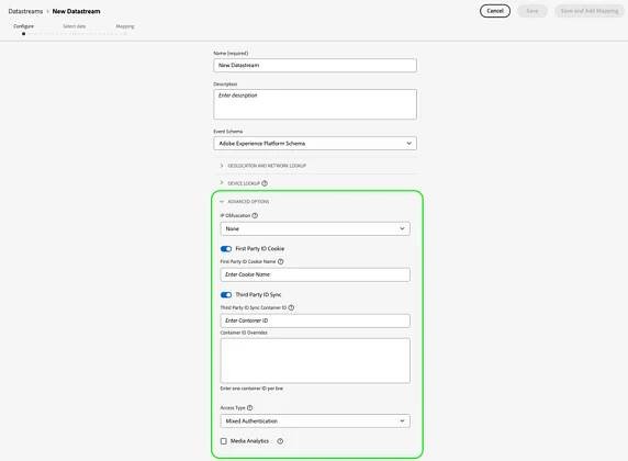 Advanced configuration options