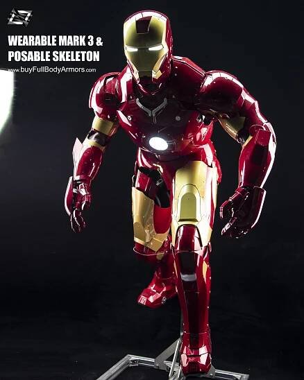 Iron Man Mark 3 III Armor Costume Suit Posable Skeleton Stand 2