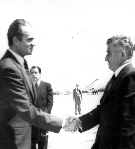 Ceaușescu a Juan Carlos I., tehdejší španělský král, foceno v roce 1979