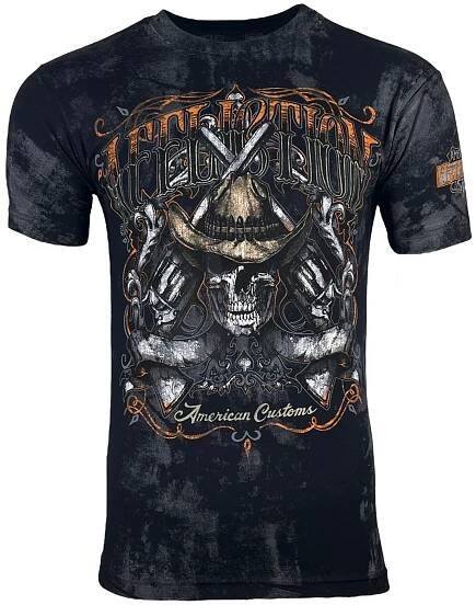Pánské tričko Affliction AC OUTBACK lebka motorkář černé tetování S-5XL