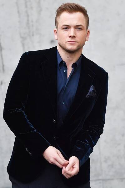 Taron Egerton is seen at the Giorgio Armani fashion show on January 13, 2020 in Milan, Italy