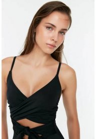 Trendyol Black Double Breasted Cut Out/With Window Normal Leg Swimsuit