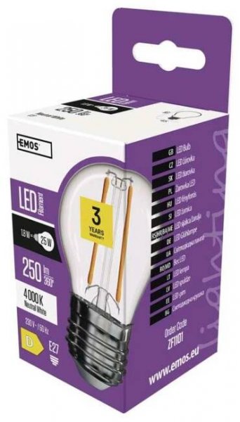 EMOS LED žárovka Filament Mini Globe / E27 / 1,8 W (25 W) / 250 lm / neutrální bílá ZF1101