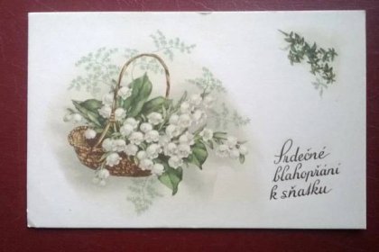 Stará pohlednice - žánrová, přáníčko, flora, mf