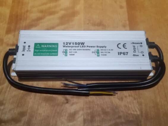 Transformátor pro LED pásky IP67, DC-12V, 150W | plass.cz
