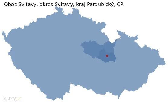 Mapa obce Svitavy, okresu Svitavy a kraje v ČR