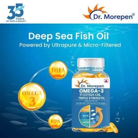 Dr. Morepen Omega 3 Deep Sea Fish Oil - Capsules For Healthy Heart Brain & Joints - 60 Softgels