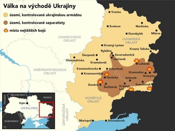 Přehledná mapa války: Kde všude vládnou proruští separatisté