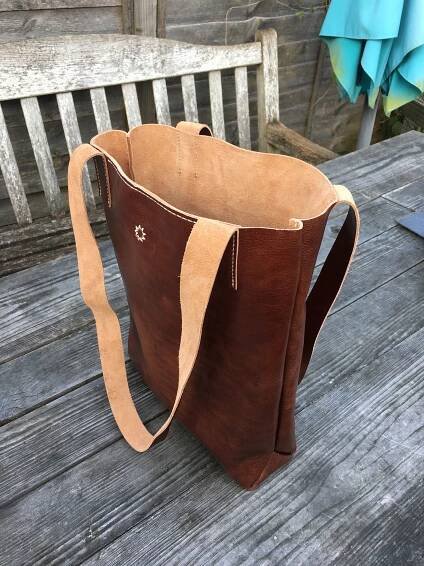 Leather Tote Bag Pattern - Medium Size - Downloadable PDF - Image 2