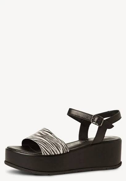 Kožené sandálky - černá, BLACK/ZEBRA, hi-res