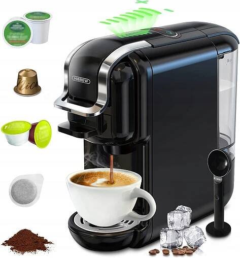 HiBREW H2B, Espresso kávovar, 0,6 l, Kávová kapsle, Mletá káva, 1450 W, Černá