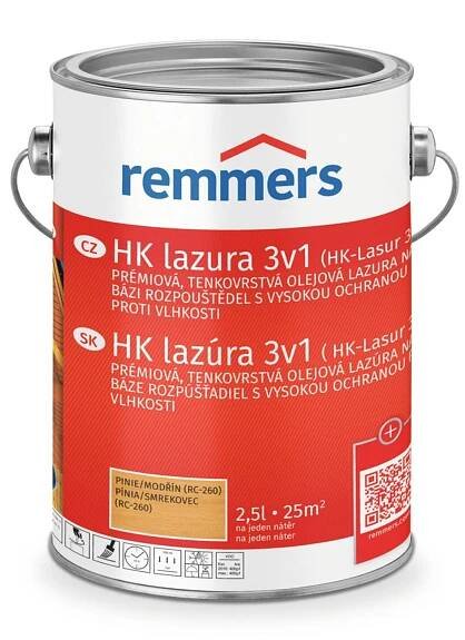 Lazura Remmers HK-Lasur 3v1 pinie/modřín – 2,5 l | PRO-DOMA - Stavebniny PRO-DOMA | Váš dodavatel stavebních materiálů