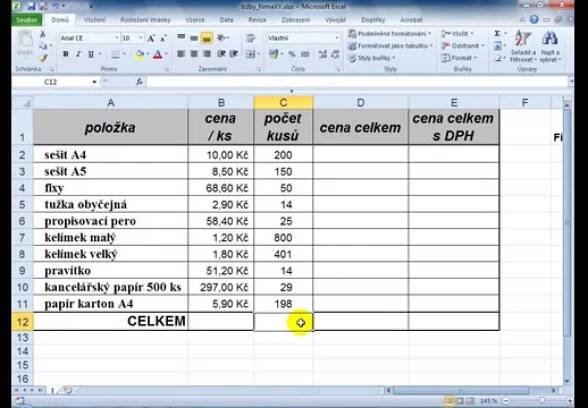 Microsoft Excel - Základní tabulka - YouTube