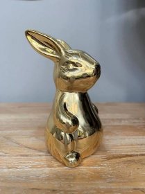 Zlatý keramický velikonoční zajíček 12cm
