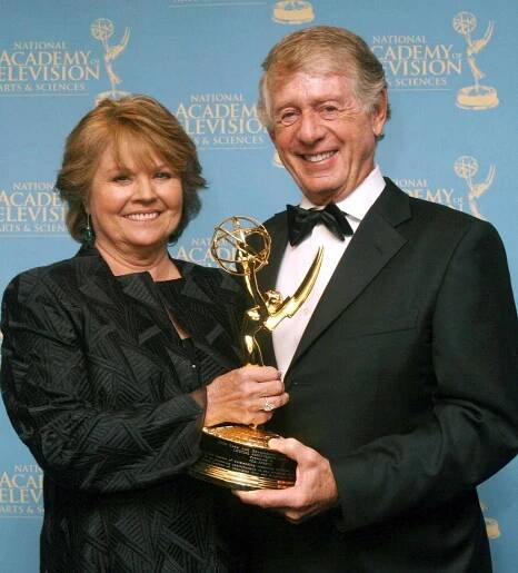 Ted Koppel, right, poses for photographers with his wife Grace Anne Koppel Monday Sept. 24, 2007 at the awards gala in New York.