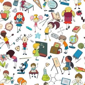 Děti škola skica bezešvé vzor — Ilustrace