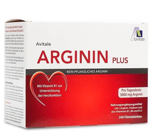 Arginin plus Vitamin B1+B6+B12+Folsäure Filmtabletten 240 stk