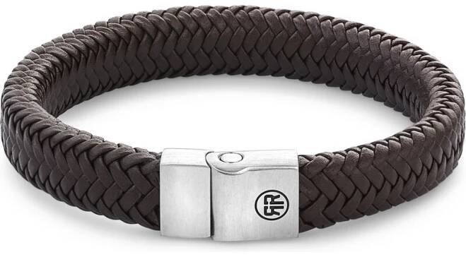 Rebel & Rose kožený náramek s bezpečnostní sponou, Full Metal Herringbone Brown Matt