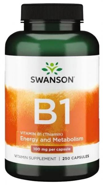 Swanson Vitamin B1 Thiamin 100 mg 250 kapslí PROŠLÉ DMT 8.2024