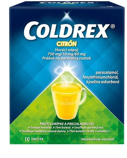 COLDREX Horúci nápoj Citrón, 10 vreciek 1×10 ks, liek proti chrípke a prechladnutiu