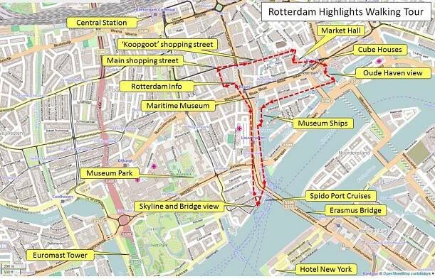 Mapa Rotterdamu pěší výlet 