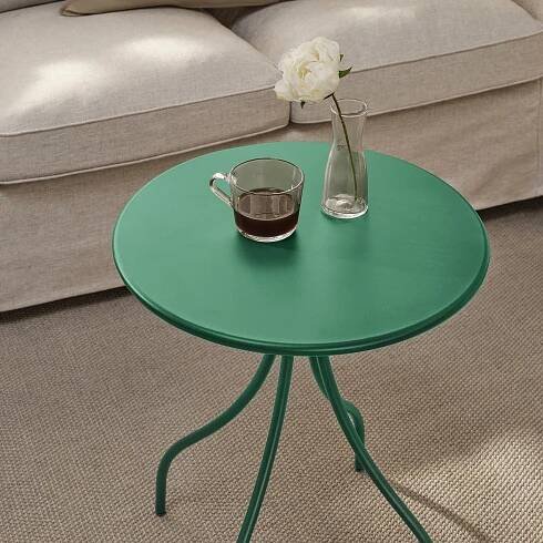 TÅNEBRO Odkládací stolek - vn./venkovní/tm.zelená 46 cm