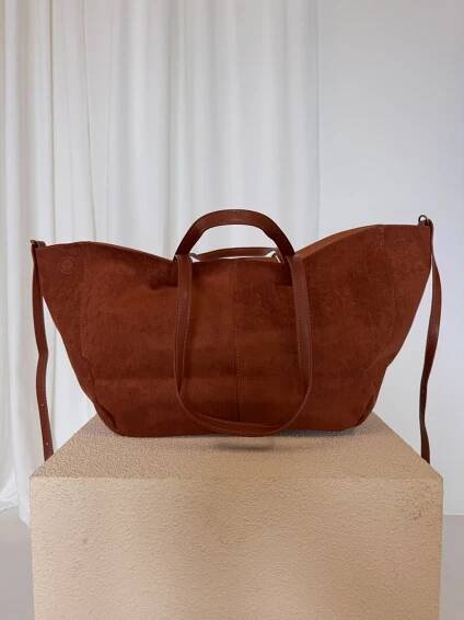 SEMIŠOVÁ SHOPPER BAG dark camel