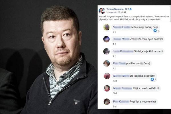 Všechny bych postřílel.‘ Policie opět řeší komentáře na stránce šéfa SPD, podle Okamury nejdou uhlídat