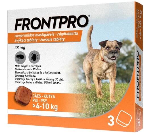 FRONTPRO® antiparazitárne žuvacie tablety pre psy (4-10 kg) 1×3 tbl, antiparazitárne tablety