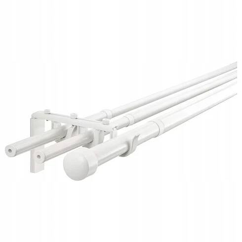 IKEA RACKA / HUGAD Kombinace trojité záclonové tyče, bílá, 120-210 cm