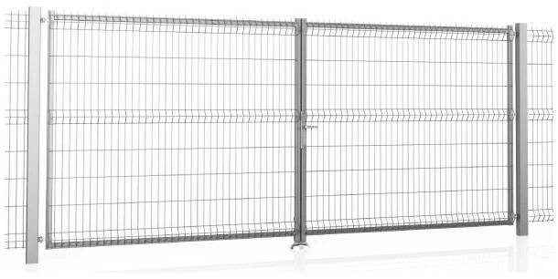 Dvoukřídlá brána BRAVO 3D pozinkovaná 3500/1530 mm | výplň svařovaný 3D panel | drát 5,0 mm