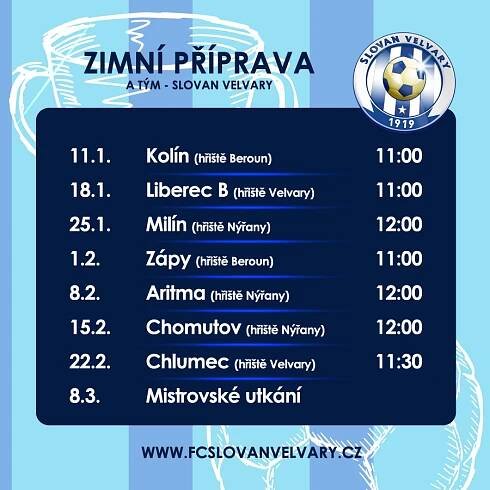 Plán zimní přípravy Slovanu Velvary