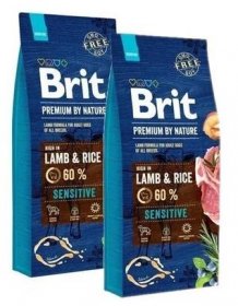 Brit Premium By Nature Sensitive Lamb & Rice 2x 15 kg - granule pro psy s jehněčím masem a rýží 30 kg