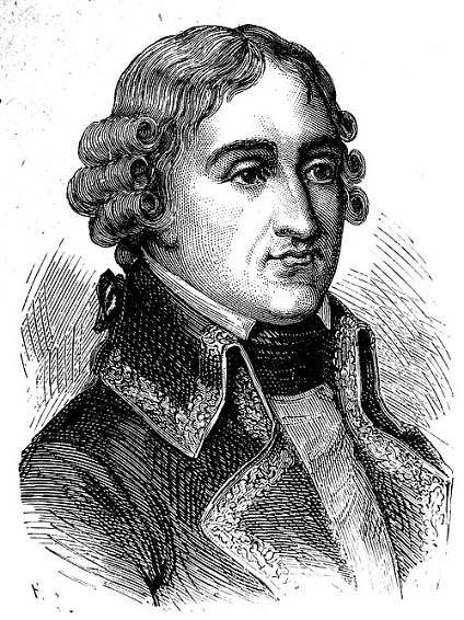 Gravure en noir et blanc d'un homme politique.