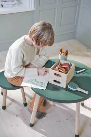 Flexa Flexa Dřevěný kulatý stůl pro děti tmavozelený Dots