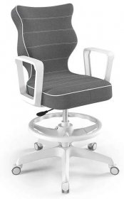 NORM Dětská otočná židle s područkami a podnožkami pro děti o výšce 146-176 cm, tmavě šedá