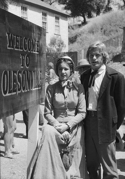 LITTLE HOUSE ON THE PRAIRIE -- "Welcome to Olesonville" Episode 3 -- Aired 10/11/82 -- Pictured: (l-r) Melissa Gilbert as Laura Elizabeth Ingalls Wilder, Dean Butler as Almanzo James Wilder 