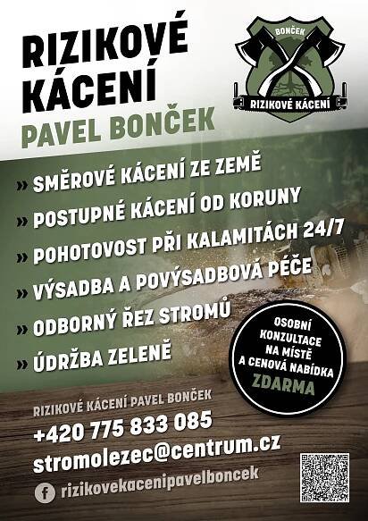 Nabízím sekání trávy, ošetření dřevin, údržbu pozemků, odborný řez stromů, rizikové kácení, likvidaci dřevin a trávy. - InzerceTrinec.cz